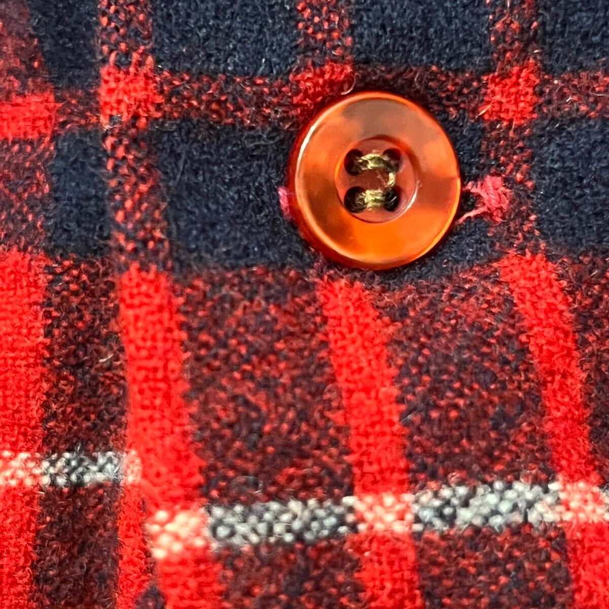 k550 美品 70s アメリカ 制 ビンテージ PENDLETON オープンカラー チェック ネル シャツ ボックス L レッド 赤 usa vintage ペンドルトン