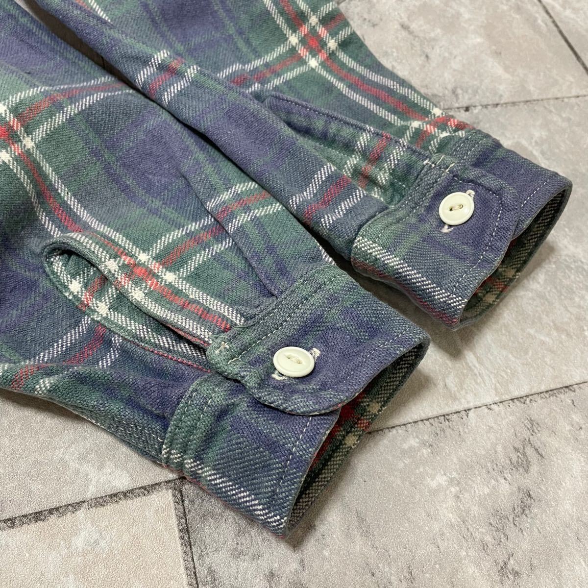 シュガーケーン 東洋エンタープライズ USA製 チェック柄 長袖 ボタンダウンシャツ S グリーン系 SUGAR CANE メンズ USA製 シュガーケーン ネルシャツ コットン チェック柄 東洋