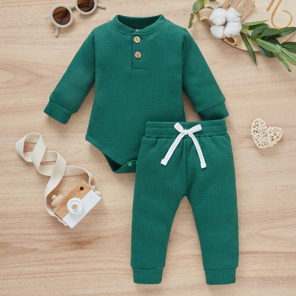 ☆ グリーン ☆ 100cm ☆ ロンパース nagdrp2800 ロンパース パンツ セットアップ ロンパースセット ベビー服 子供服 子ども服 上下セット