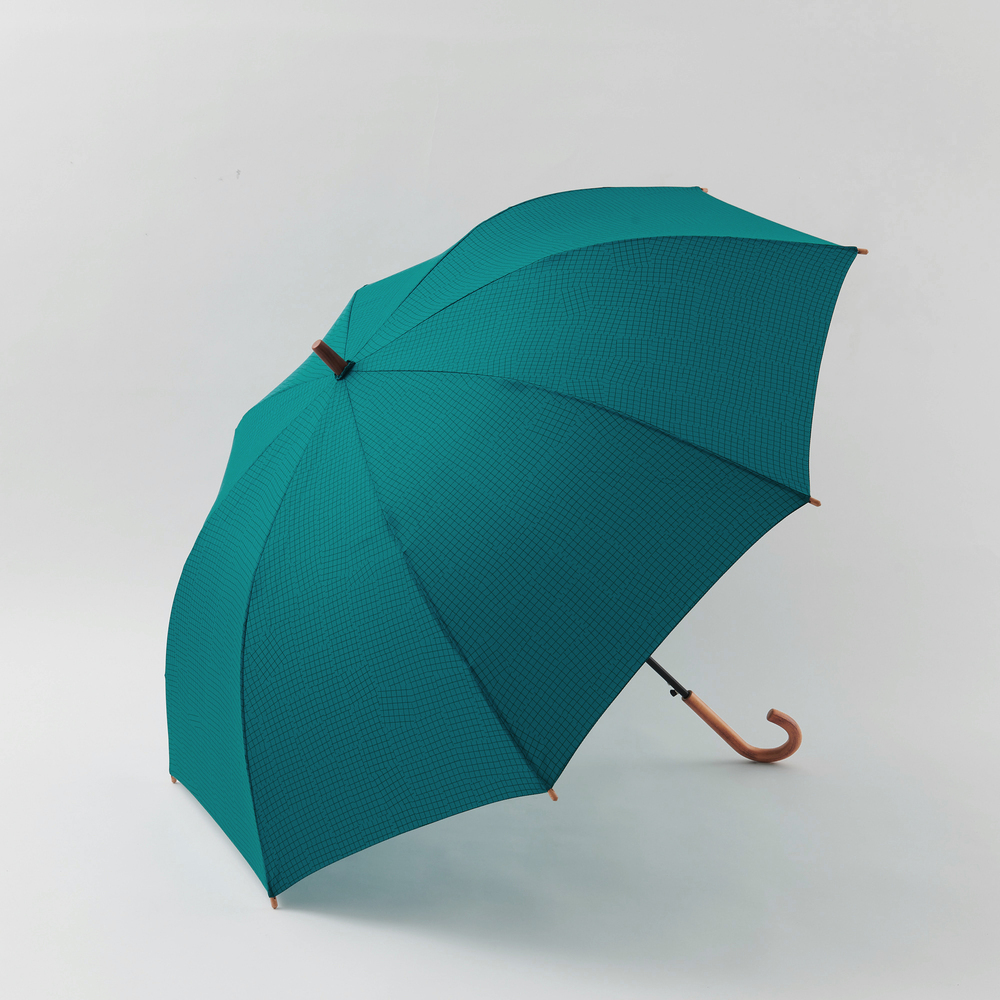 ☆ cheak/green ☆ 392 plus m umbrella long JUMP ジャンプ傘 392 plus m 傘 メンズ サンキューニプリュスエム 65 大きめ 長傘 65cm
