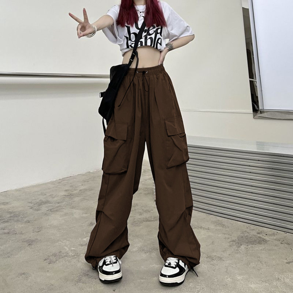 ☆ ブラウン ☆ XLサイズ ☆ カーゴパンツ kpants405 カーゴパンツ レディース ゆったり ワイドパンツ 長ズボン ズボン 作業着 ワイド