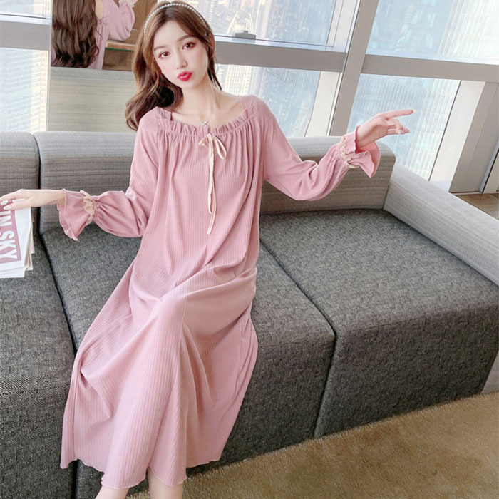 ☆ ピンク ☆ L ☆ ネグリジェ ルームウェア ワンピース pk0831 ルームウェア ワンピース 長袖 レディース 可愛い 春夏 秋 春