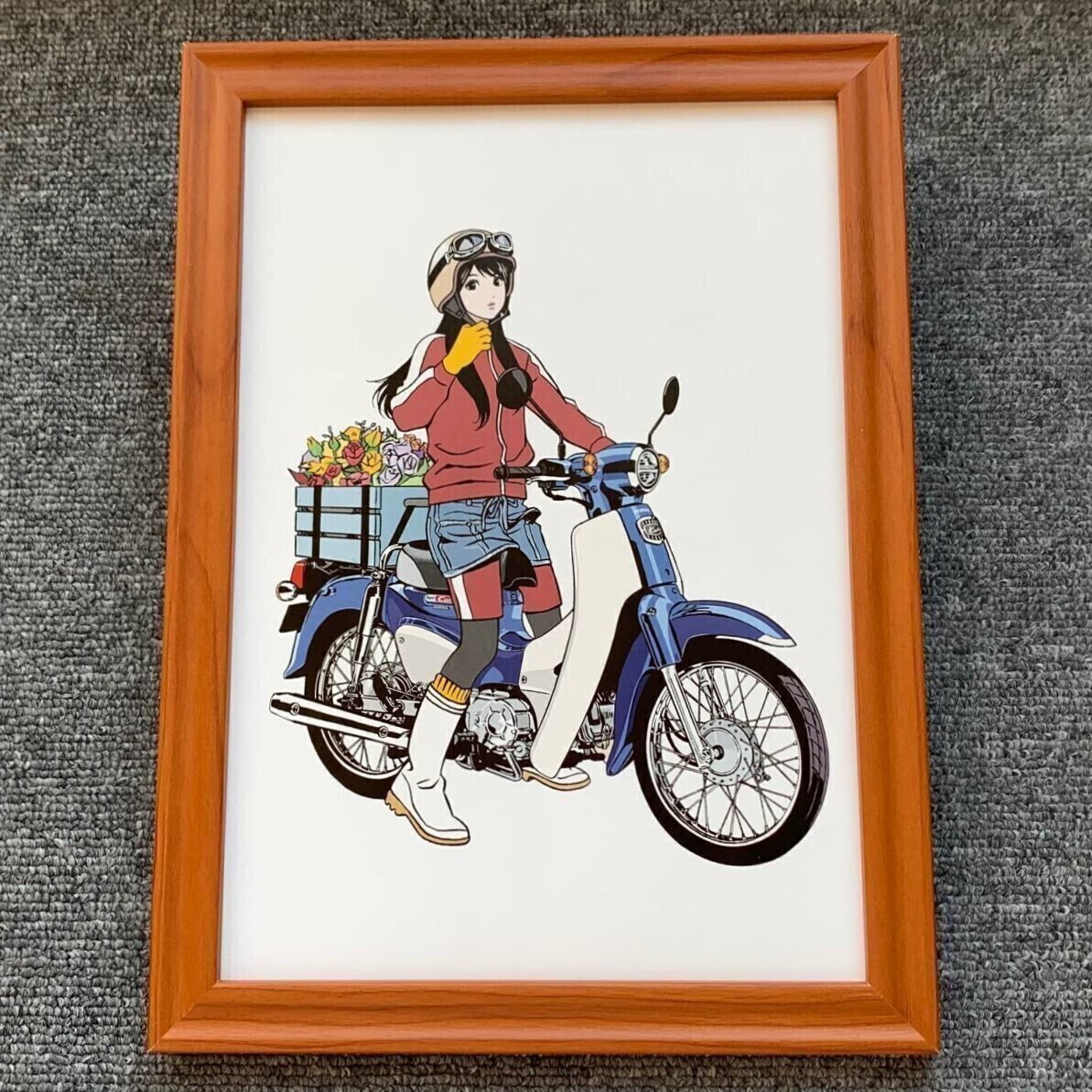 江口寿史『HONDA New Super Cub 18 B』B5サイズ 額入り 貴重 江口寿史『HONDA New Super Cub 18 B』B5サイズ 額入り 貴重