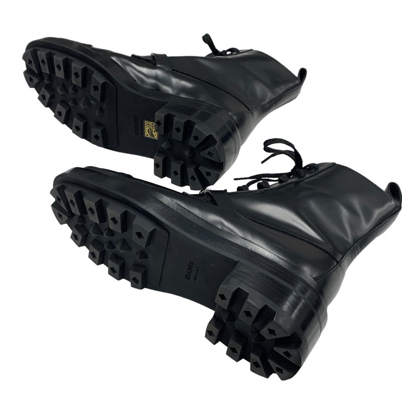 エルメス HERMES ファンク ブーツ ショートブーツ 靴 シューズ レザー ブラック シルバー 黒 ケリー金具 レースアップ_画像6