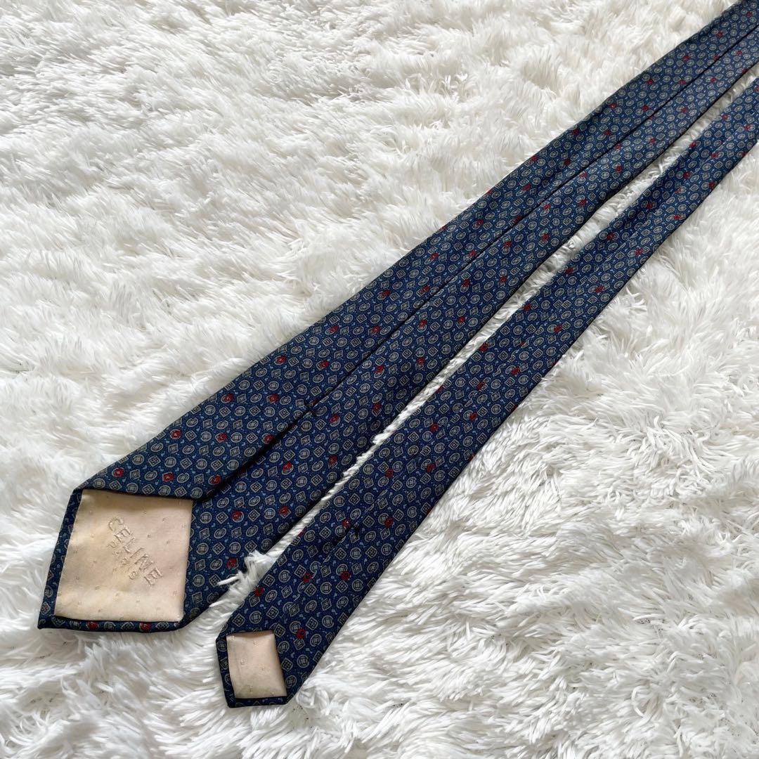 【極美品】CELINE パリ制 総柄ネクタイ クラシックデザイン N-0043