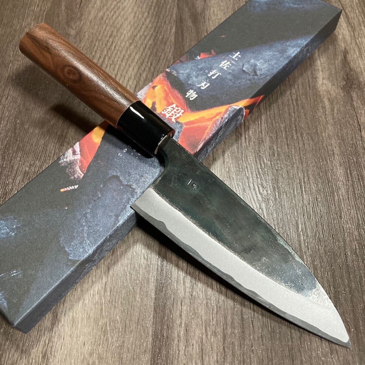 ZAKURI 出刃包丁　150mm 青紙一号　青一鋼　両刃　黒打ち仕上げ　土佐打ち刃物