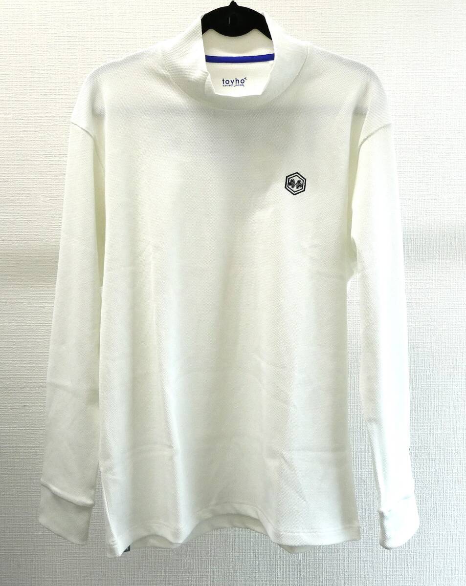tovho ◆ トヴホ ◆ NEO-PRO knit TEE ◆ ハイネックシャツ バックプリント 長袖 モックネック カットソー メンズ ゴルフ XL/白 21-169105
