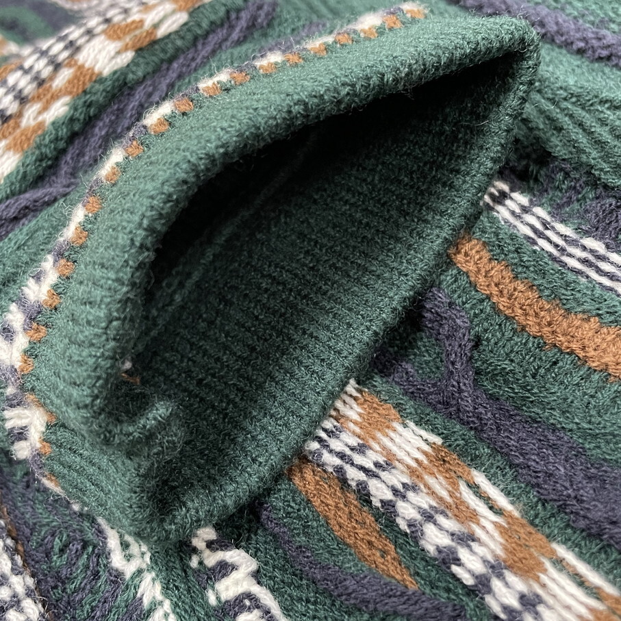 CIAO /F/ グリーン 長袖ニットカーディガン 生地 アクリル ドロップショルダー スポーツ ゴルフ アウトドア キャンプ バイク 保温性 チャオ_画像7