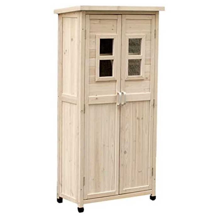 収納庫(kù) 両開(kāi)き ハイタイプ 薄型 奧行40 天然木 小型 小屋 倉(cāng)庫(kù) ベランダ 北歐 レトロ おしゃれ かわいい 白 ホワイト MSMIK-0077WH