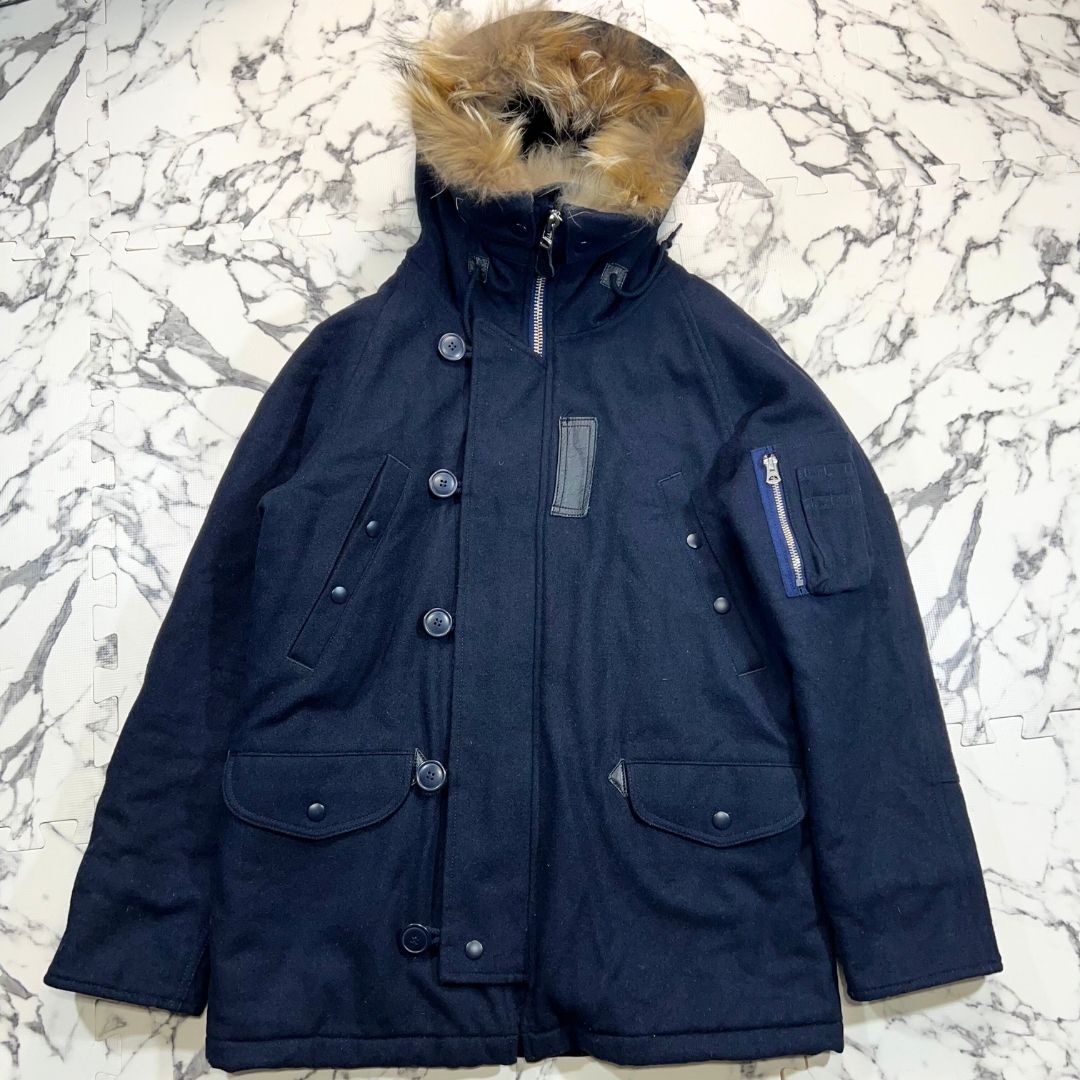 極美品/別注ウールデザイン (L)○ALPHA N-3B 2WAY ファー着脱可 極美品/別注ウールデザイン (L)○ALPHA N-3B 2WAY ファー着脱可