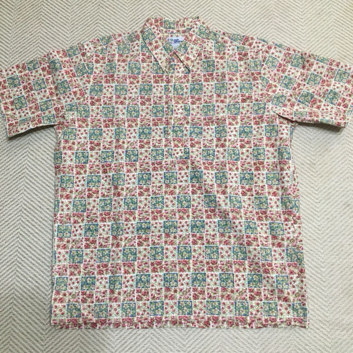 【made in USA】90's Americanclothing/reynspooner/S：S pullovershirt/size M/flowercheck/button-down/3point/