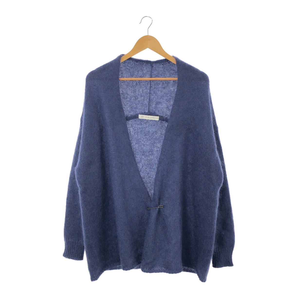 JOURNAL　STANDARD　LUXE　ジャーナルスタンダードラックス　モヘヤ　ウール　ショールカラー　ニットカーディガン　ネイビー　ピン付き