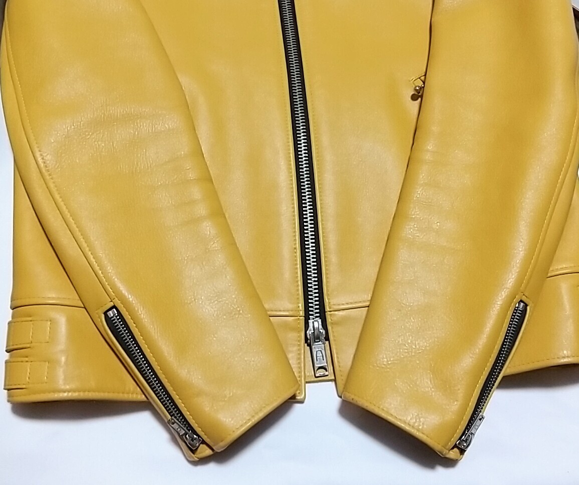 666 Leather Wear トリプルシックス シングルライダースジャケット イエロー 38 Lewis Leathers スポーツマン 牛革 レザー 日本制 