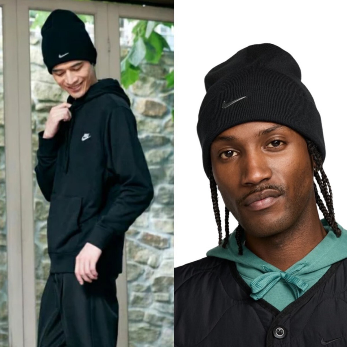 新品未使用 ナイキメタルロゴ ニットキャップ 黒 男女兼用 ピーク ビーニー 国内正規品 NIKE ブラック ニット帽 HF6630 直営店購入品_画像6