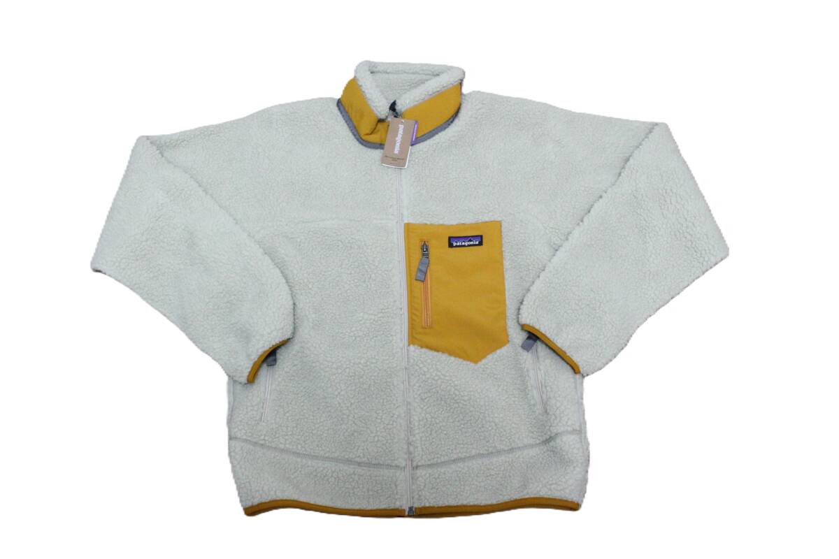 未使用送料無料!パタゴニア Patagonia CLASSIC RETRO X JACKET レトロX ボアジャケット フリース Sサイズ アイボリー 黄 イエロー