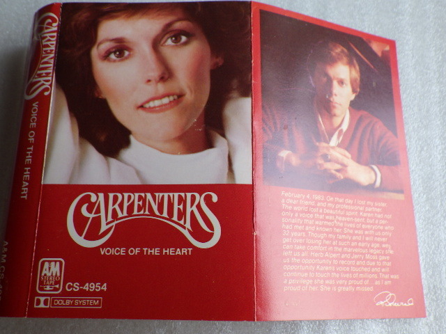 CARPENTERS ковровое покрытие nta-zVOICE OF THE HEART зарубежная запись кассетная лента z122801