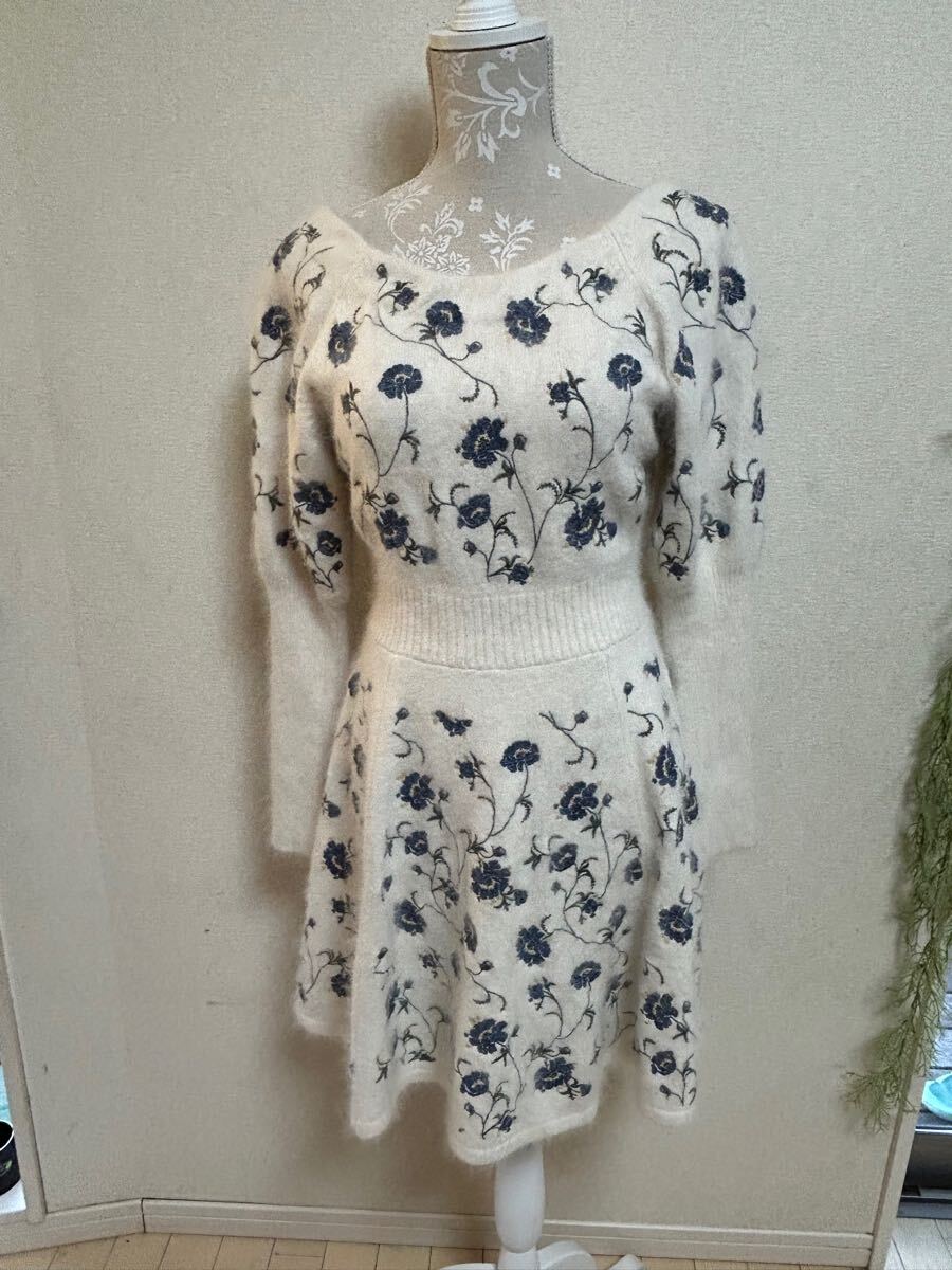 【 snidel★スナイデル】花刺繍シャギーニットワンピース・裏地無し・Fサイズ