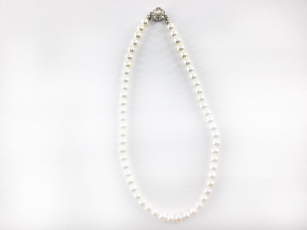 貝パールネックレス 花珠調貝パール 8mm 全長48cm 日本製 ホワイト