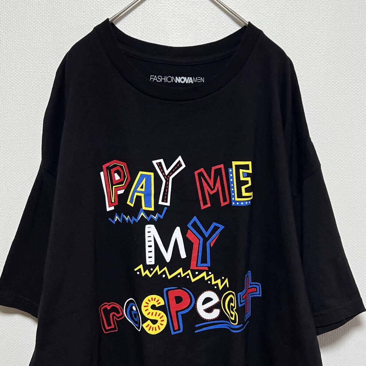 FASHION NOVA MEN 半袖Tシャツ　文字プリント　グッドデザイン　ブラック　アメリカ古着　ビッグサイズ2XL オーバーサイズ