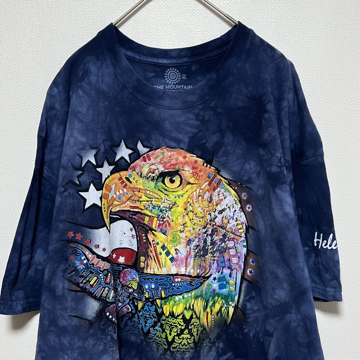 THE MOUNTAIN ザマウンテン 半袖Tシャツ　アニマルプリント　イーグル　タイダイ染め　サイズXL