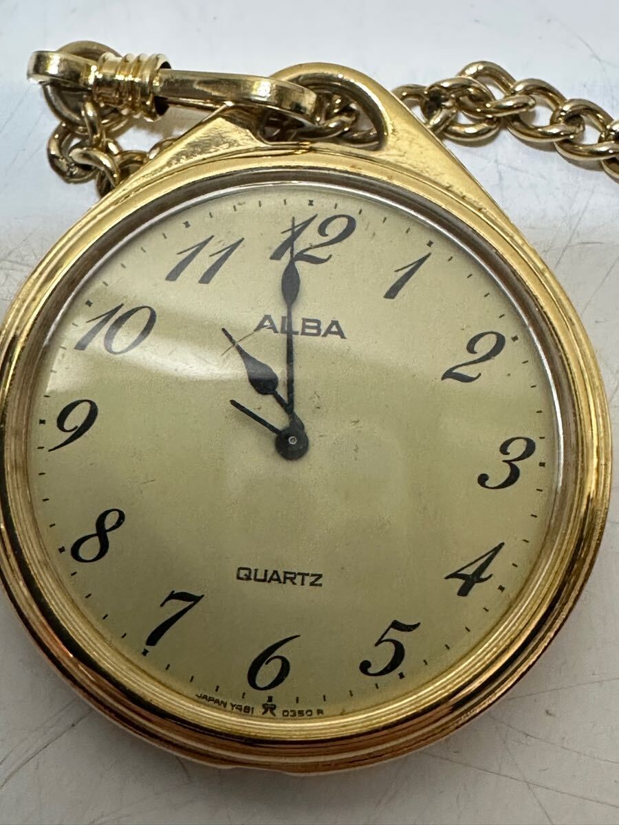 A644 SEIKO セイコー ALBA アルバ　懐中時計　クォーツ　記念　ケース付　ジャンク