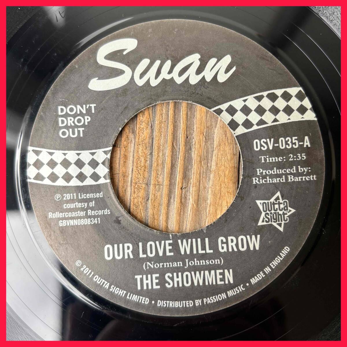 ★試聴！レア！Northern Classics再発！1965！【The Showmen - Our Love Will Grow / Take It Baby】7inch Swan / Outta Sight UK Reissue