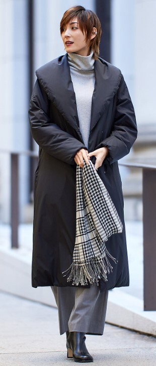 #icb size 4(M/9 number )ADS shawl color long down coat / black 56,980 jpy #