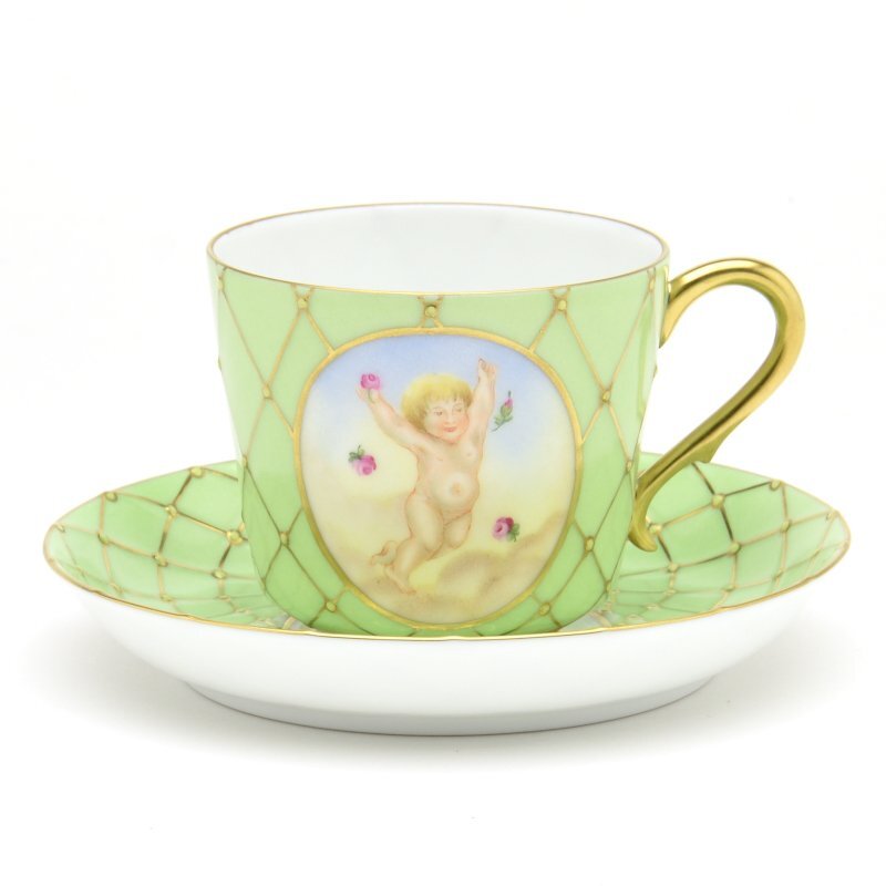 ヘレンド コーヒーカップ&ソーサー フンボルト(グリーン)⑧ ヘレンド コーヒーカップ&ソーサー フンボルト(グリーン)⑧