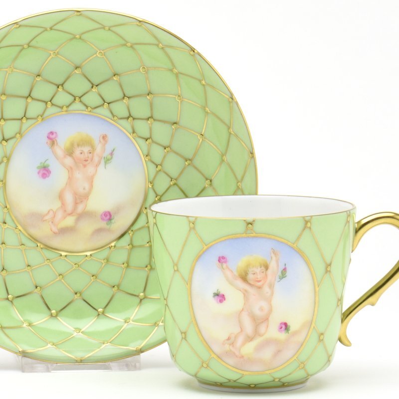 ヘレンド コーヒーカップ&ソーサー フンボルト(グリーン)⑧ ヘレンド コーヒーカップ&ソーサー フンボルト(グリーン)⑧