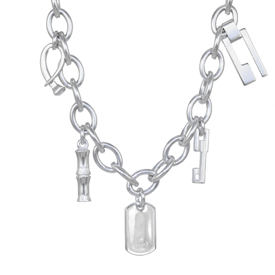 как новый Gucci 5 очарование колье sterling серебряный 925 персональный медальон bamboo G Logo ювелирные изделия GUCCI