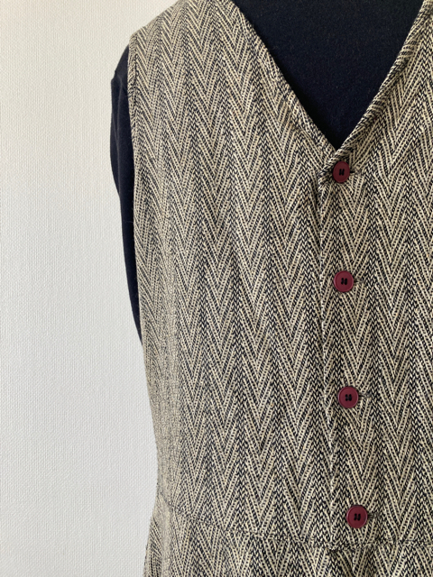 ＊ウール混 柄ジャンパースカート/ロングワンピ L-XLサイズ USED ヴィンテージ レトロ古着 vintage ノースリーブ_画像6