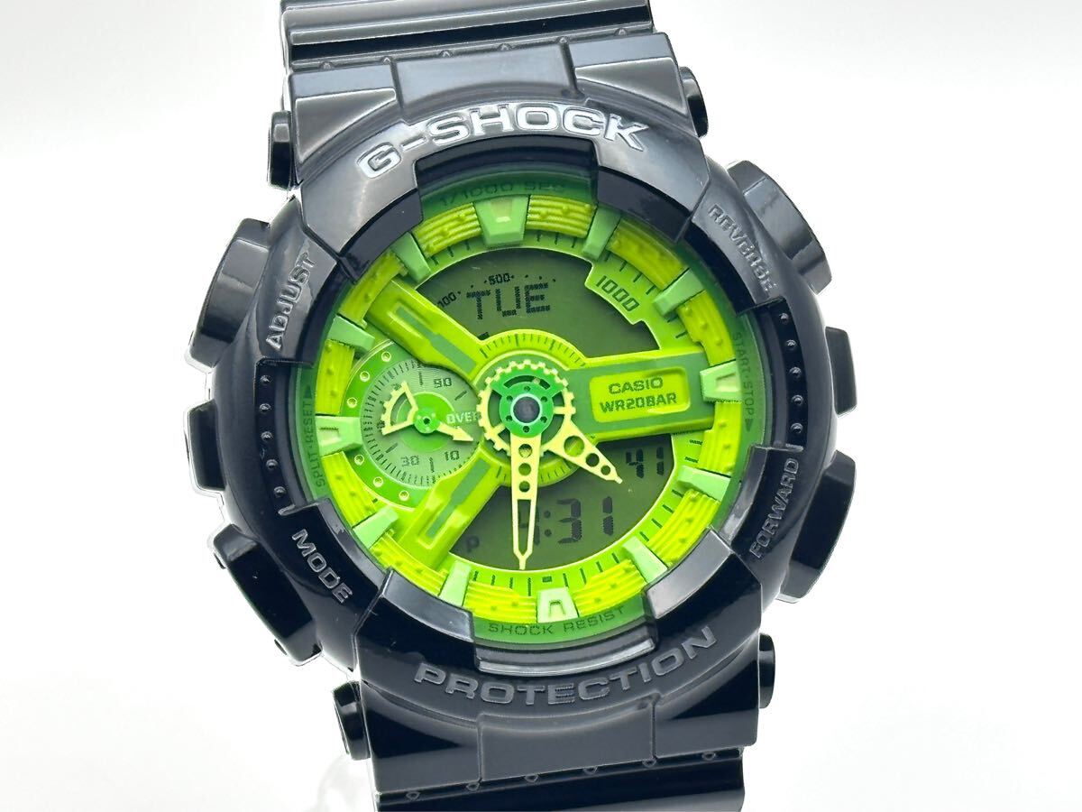 6-52 未使用 國內(nèi) 正規(guī) カシオ CASIO G-SHOCK ハイパー カラーズ GA-110B-1A3JF ブラック ライム グリーン Gショック 腕時計