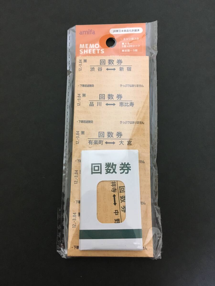 JR東日本　ミシン目入りメモ☆彡　きっぷ☆?。得丁粒玻哎珐`ト??筒５枚付き　トレイン　鉄道　新勥未開(kāi)封品　amifa