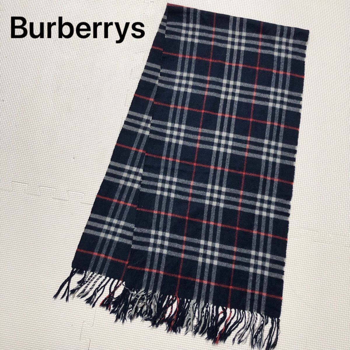 希少カシミヤ100% Burberrys バーバリー マフラー ブルー系ノバ 希少カシミヤ100% Burberrys バーバリー マフラー ブルー系ノバ