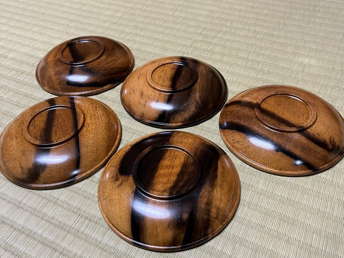 黒柿　茶托　小物置き　5枚セット 黒柿 茶托 小物置き 5枚セット 黒柿 茶托 小物置き 5枚セット