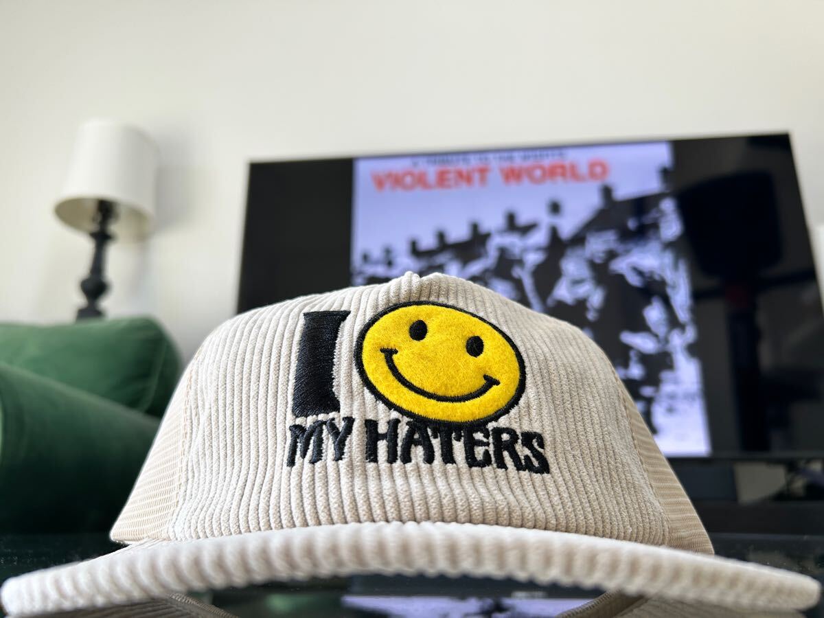 SMILEY HATERS コーデュロイ　メッシュキャップ　ベージュ