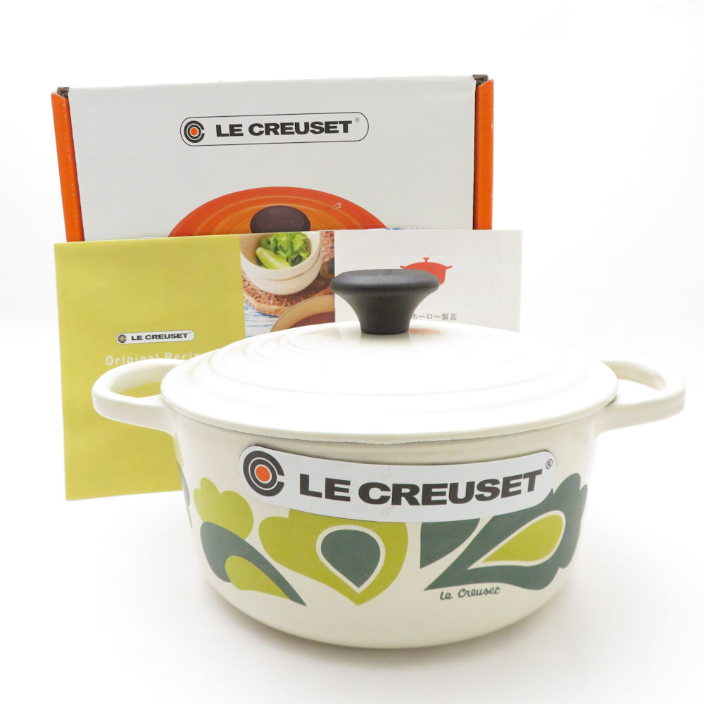 美品 Le Creuset ルクルーゼ Peacock Palette シグニチャー ココット ロンド グリーンピーコック パレット 両手鍋 鋳物ホーロー SU10123Z