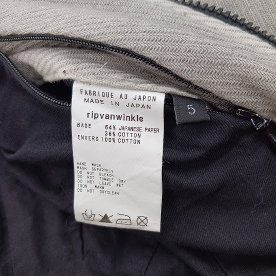 rip van winkle r-4011 和紙 Japanese Paper シングルライダースジャケット ブルゾン トラックジャケット サイズ 5