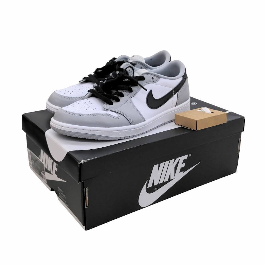 NIKE JORDAN 1 RETRO LOW OG WHITE/BLACK-WOLF GREY ナイキ エアジョーダン 1 ロー OG バロンズ サイズ 27.5 グレー CZ0790-110