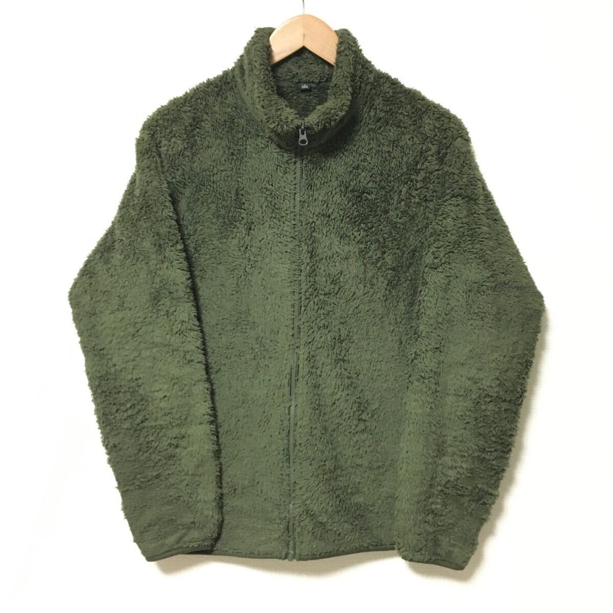 フリースの定番！【UNIQLO】フリース カーキ フルジップ ジャケット カジュアル アウトドア ルームウェア 防寒 メンズ サイズM / Y22781fF