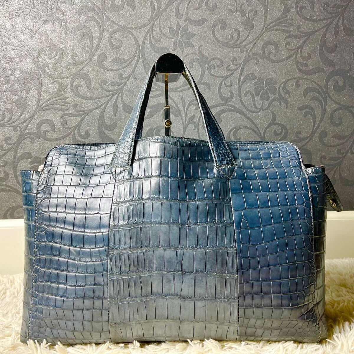 定価90万!!!◎クロコダイル 2&2 ビジネスバッグ リアル ブルー 定価90万!!!◎クロコダイル 2&2 ビジネスバッグ リアル ブルー