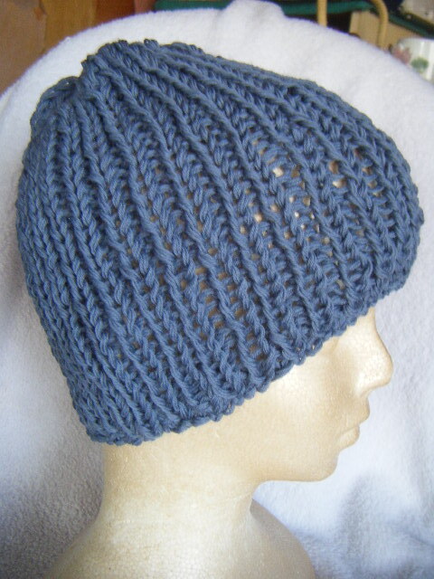 冬*手編み男女兼用キャップ*薄藍         そso_画像2