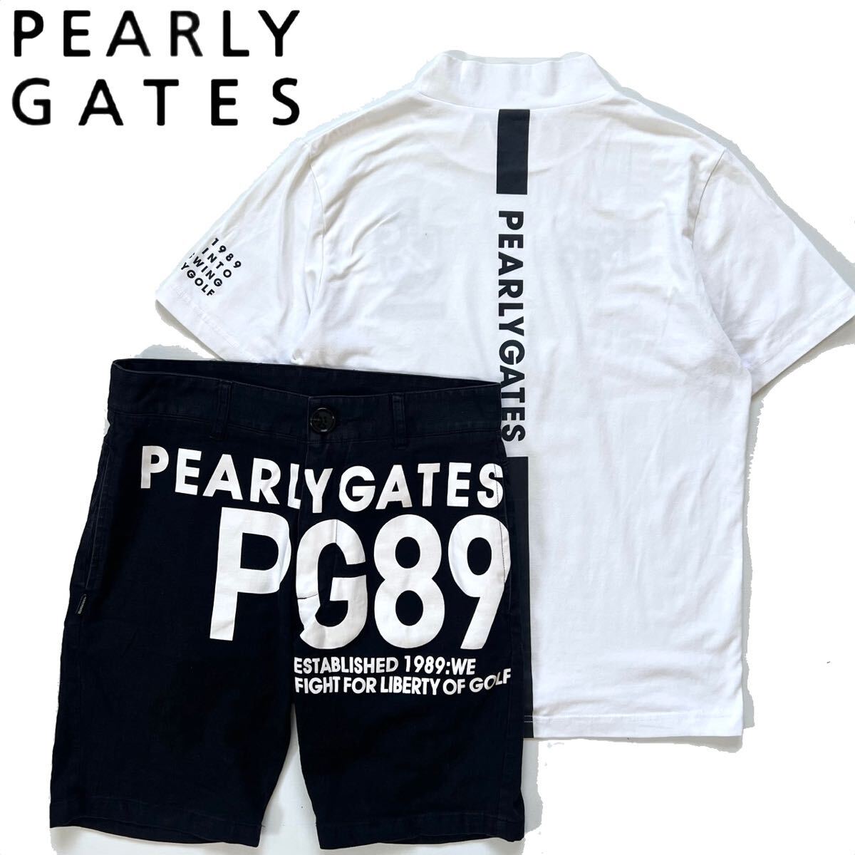 【送料無料】Pearlygates パーリーゲイツ　セットアップ　メンズ　近年モデル　ゴルフ　GOLF モックネック　ハーフパンツ　3 S 半袖シャツ