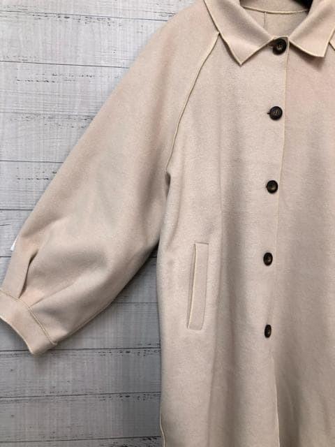 新品☆LL～3Lトール?ベージュ系?おしゃれなステンカラーロングコート☆e228