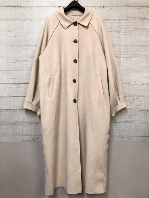 新品☆LL～3Lトール?ベージュ系?おしゃれなステンカラーロングコート☆e228