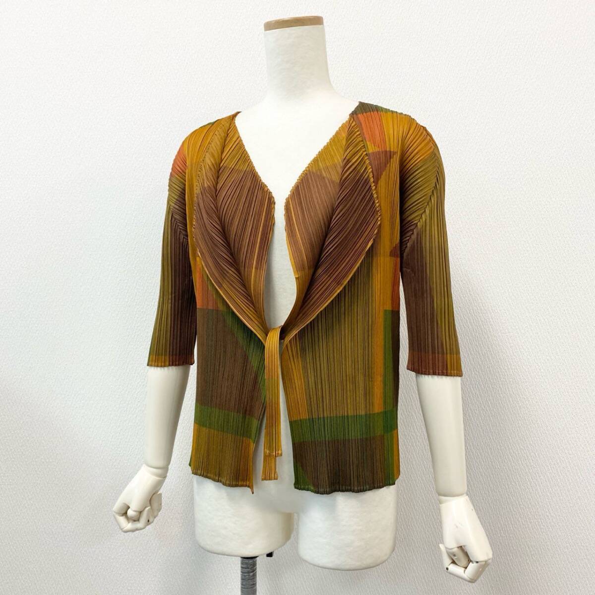 1l14 PLEATS PLEASE プリーツプリーズ 幾何學(xué) プリーツカーディガン 3 アースカラー ISSEY MIYAKE イッセイミヤケ 日本制