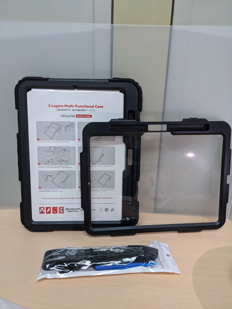 y120313s iPad Pro 11インチ ケース (第5世代) 三層保護 耐衝撃 360°スタンド 画面フィルム 横置き 縦置き バンド&ショルダー
