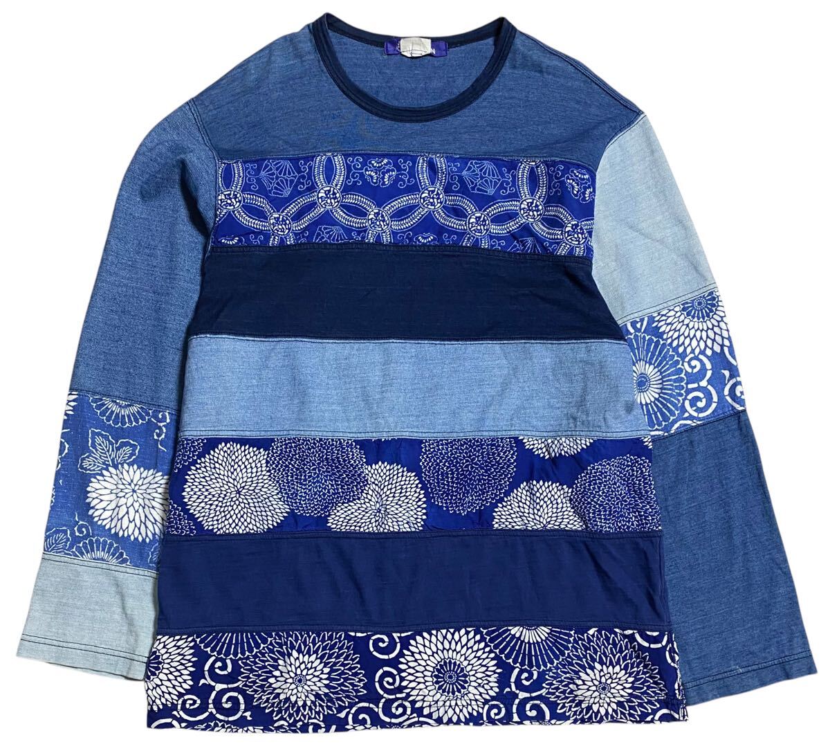 AD2014 JUNYA WATANABE MAN COMME des GARCONS ジュンヤワタナベ ギャルソン 和柄 パッチワーク カットソー M