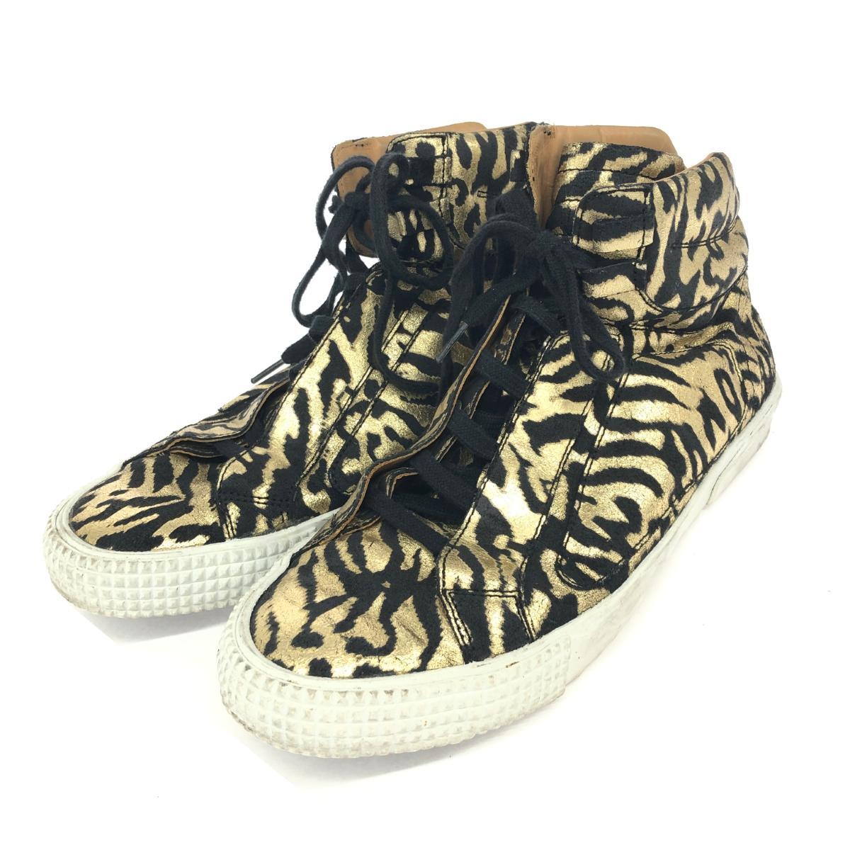 ◆JIMMY CHOO ジミーチュウ スニーカー 43◆ ブラック/ゴールドカラー トラ柄 メンズ 靴 シューズ sneakers