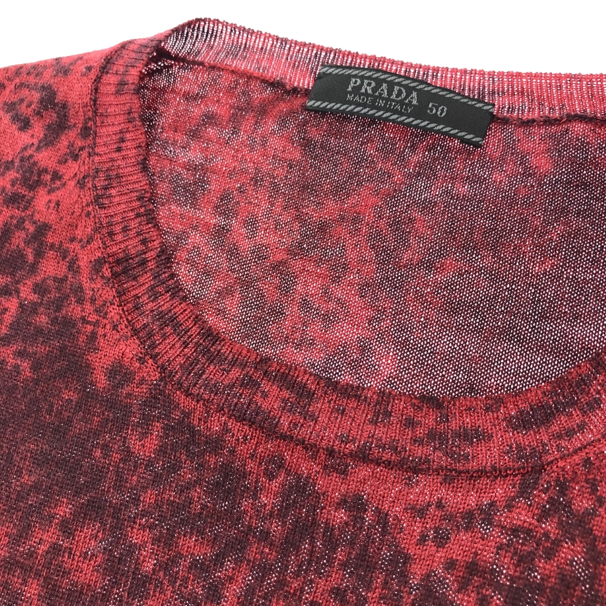*PRADA Prada высокий мера вязаный 50* бордо мужской tops шелк шерсть общий рисунок 